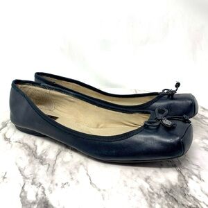 Jessica Simpson Manie Dainty Bow Charm Ballet Toe Leather Flats 9.5 Classic Chic